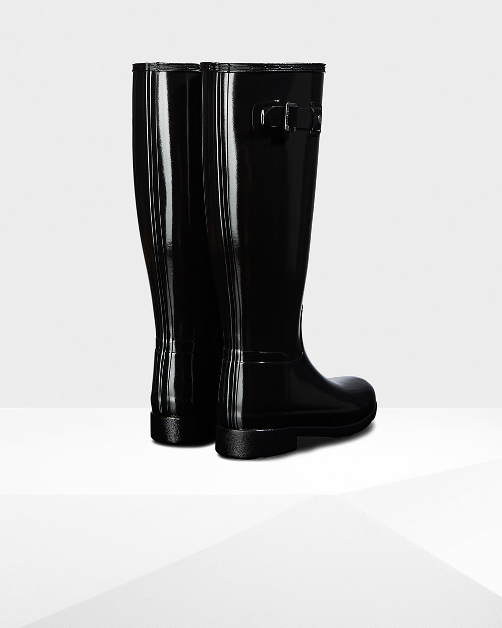 Bottes Hautes de Pluie Hunter Original Refined Gloss Femme Noir QHNIATX-27